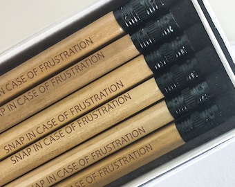 Snap in case of frustration pencil set in natural. Back to School, Stocking Stuffers, affordable gift, Lucky Pencil, Lucky Exam Pencil