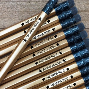 Solid Star Pencils, Custom Pencils, Personalized Pencils, Back to School, Gift, Wedding, Birthday, Teacher Gift, Hexagon Pencils