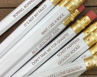 Engraved Geology Pencils: Geologist Gift Set