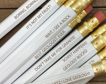 Gift for Geologist, Geology Pencils, Geologist Gift, Engraved Geology Pencils, Gift for Professor, I See A Rock, geology rocks