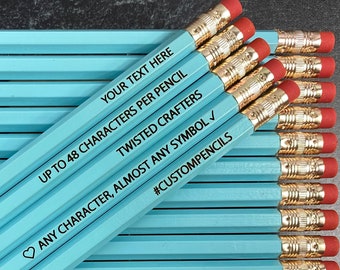 Pastel Blue Custom Pencils, Personalized Pencils, Engraved Pencils, Back to School, Teacher Gift, Wedding Favor, Shower Game, Stocking Stuff