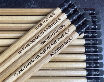 Natural Custom Pencils, Personalized Pencils, Engraved Pencils, Back to School, Stocking Stuffer, Wedding Favor, Shower Game, Teacher Gift