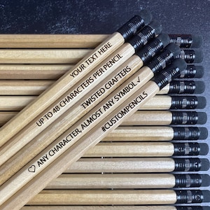 Natural Custom Pencils, Personalized Pencils, Engraved Pencils, Back to School, Stocking Stuffer, Wedding Favor, Shower Game, Teacher Gift image 1