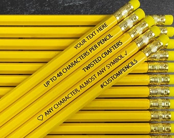 Pastel Yellow Custom Pencils, Personalized Pencils, Engraved Pencils, Back to School, Stocking Stuffer, Wedding Favor, Shower Game