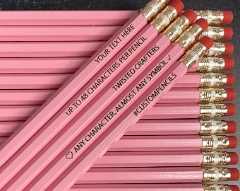 Pastel Pink Custom Pencils, Personalized Pencils, Engraved Pencils, Back to School, Stocking Stuffer, Wedding Favor, Shower Game