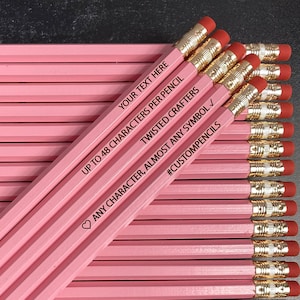 Pastel Pink Custom Pencils, Personalized Pencils, Engraved Pencils, Back to School, Stocking Stuffer, Wedding Favor, Shower Game