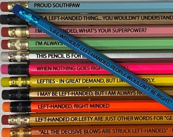 Gift for Left-Handed People, Engraved Gift Set of 13 Left-Handed Pencils, Left handed Left Set of Engraved Pencils, Hex Pencils, Lefty Gift