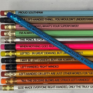 Gift for Left-Handed People, Engraved Gift Set of 13 Left-Handed Pencils, Left handed Left Set of Engraved Pencils, Hex Pencils, Lefty Gift