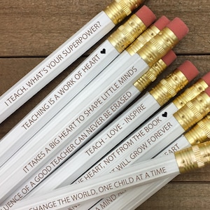 Engraved Teacher Pencils: Inspirational Quote Gift Set