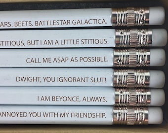 The Office TV Show Pencils: Engraved Quote Gift Set