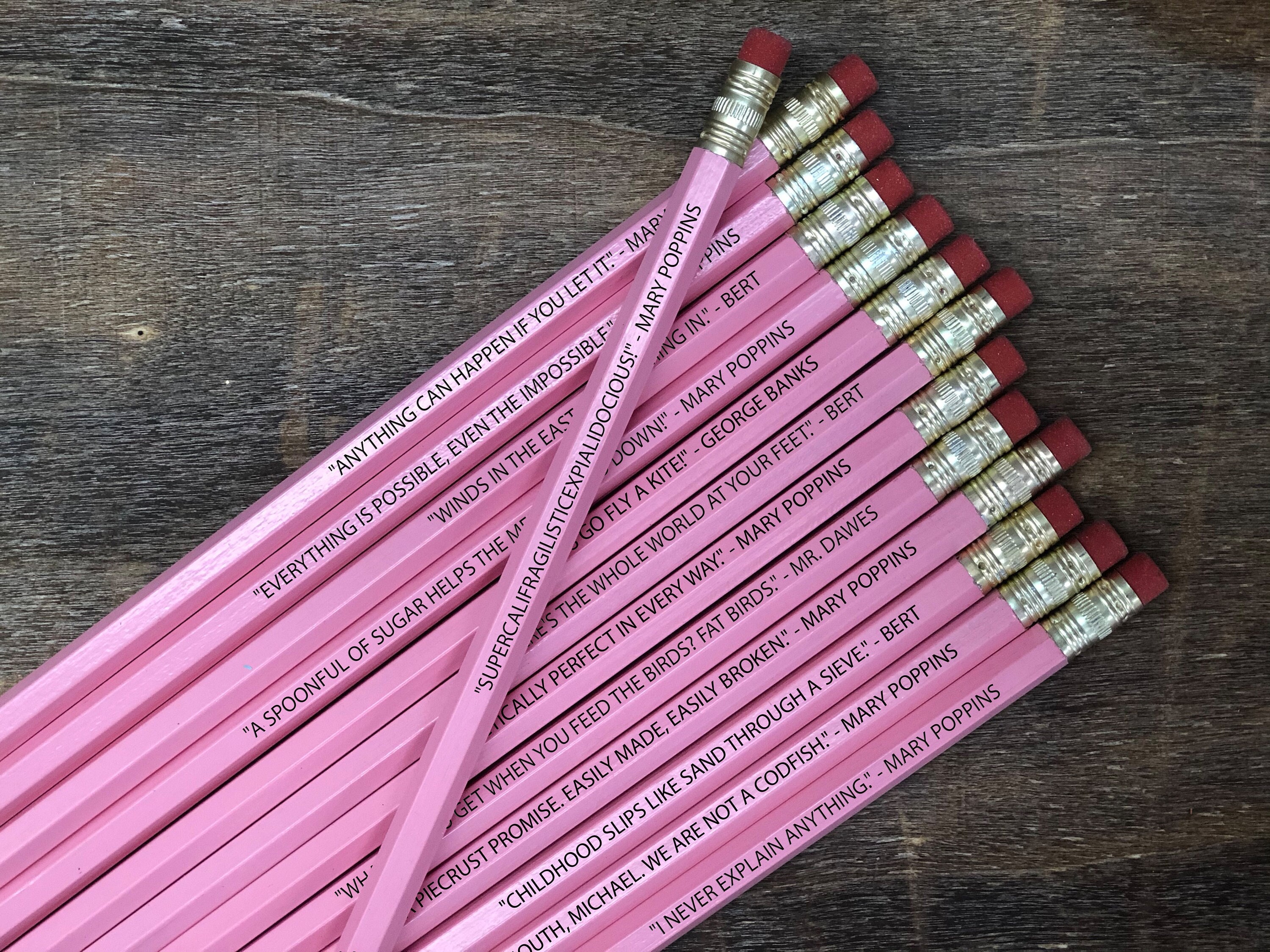 Mary Poppins Pencils with Movie Quotes - Gift Set