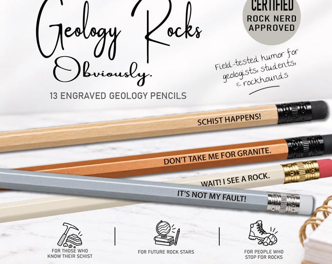Engraved Geology Pencils: 13-Pencil Geologist Set
