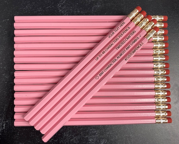 Pastel Pink Custom Pencils, Personalized Pencils, Engraved Pencils, Back to School, Stocking Stuffer, Wedding Favor, Shower Game