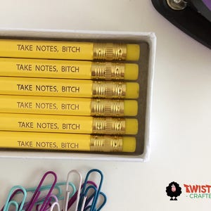 Take Notes Bitch, Bitchy Bleistifte, sarkastische Bleistifte, Bitchy Bleistifte Set, Reife Bleistifte, Bitch Bleistifte Set, gravierte Bleistifte Bild 2