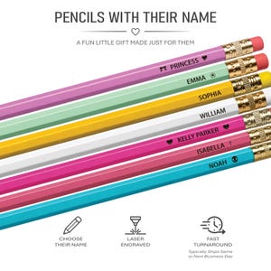 Personalized Name Pencils for Kids, Engraved School Pencils, Back to School Gift