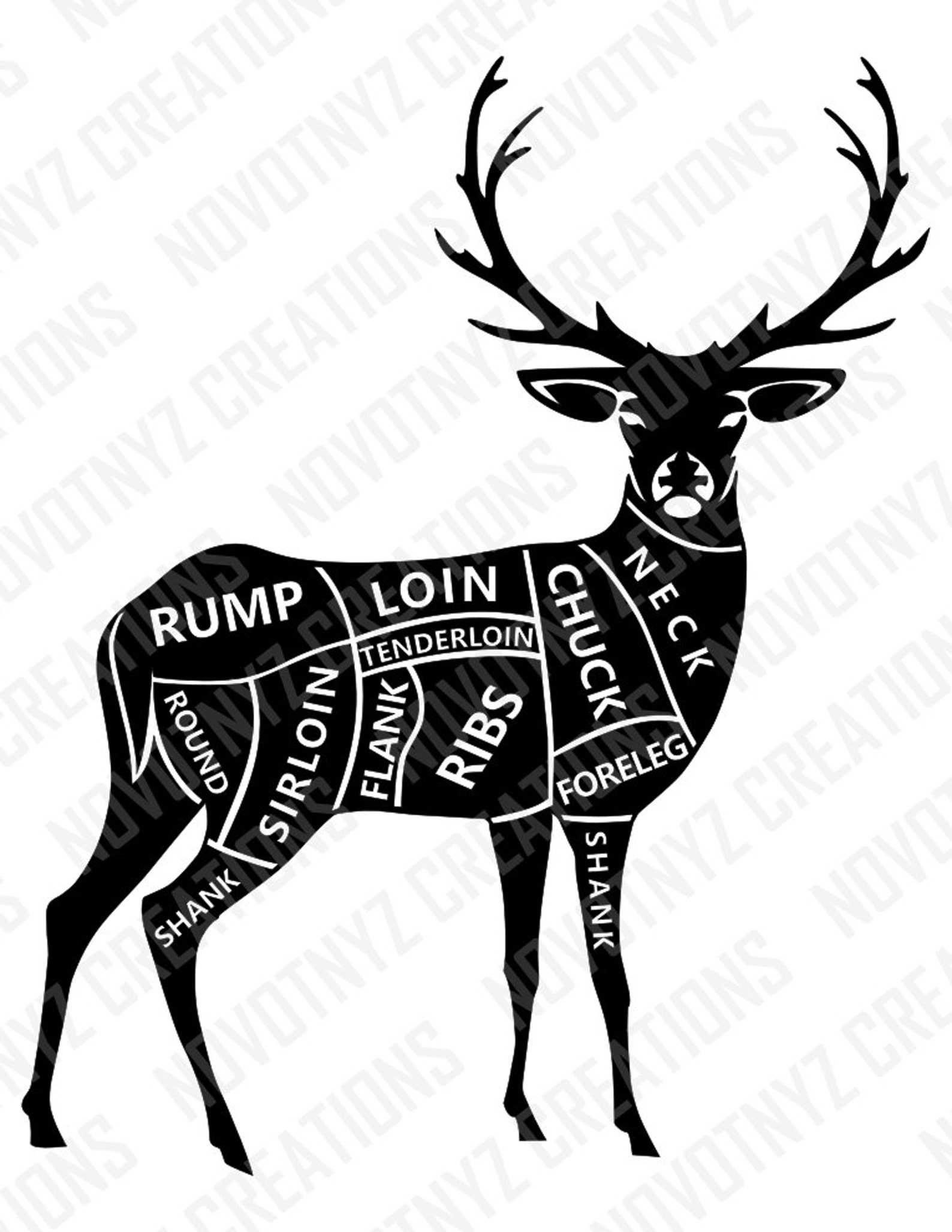 Deer Meat Cuts SVG, Butcher SVG, Hunting SVG, Deer Etsy
