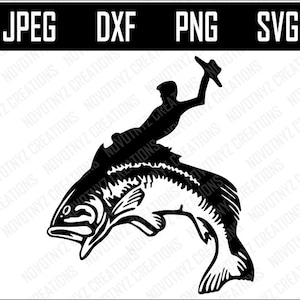 Bass Rodeo, Angeln svg, Fisch svg, Cowboy svg, Rodeo svg, Bass svg