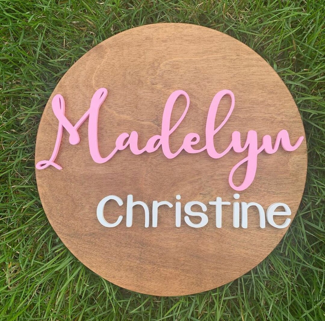 Wood Sign, 3D Name Sign, Custom Name Sign, Round Sign, Baby Name Sign ...
