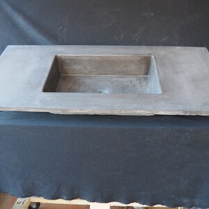 Concrete Vanity Top with Integrated Rectangle Sink Bowl Customizable Length, Width, Thickness, Color, and Sink Shape image 9