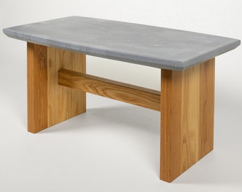 Concrete Coffee Table with Solid White Oak Wood Legs - Concrete Accent Table - Free Shipping