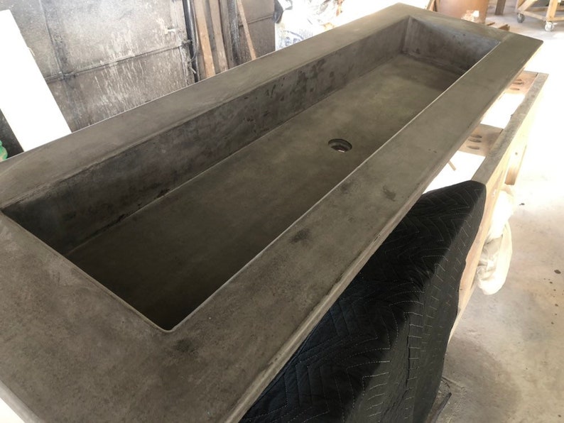 Concrete Vanity Top with large Trough Sink Gray | Etsy