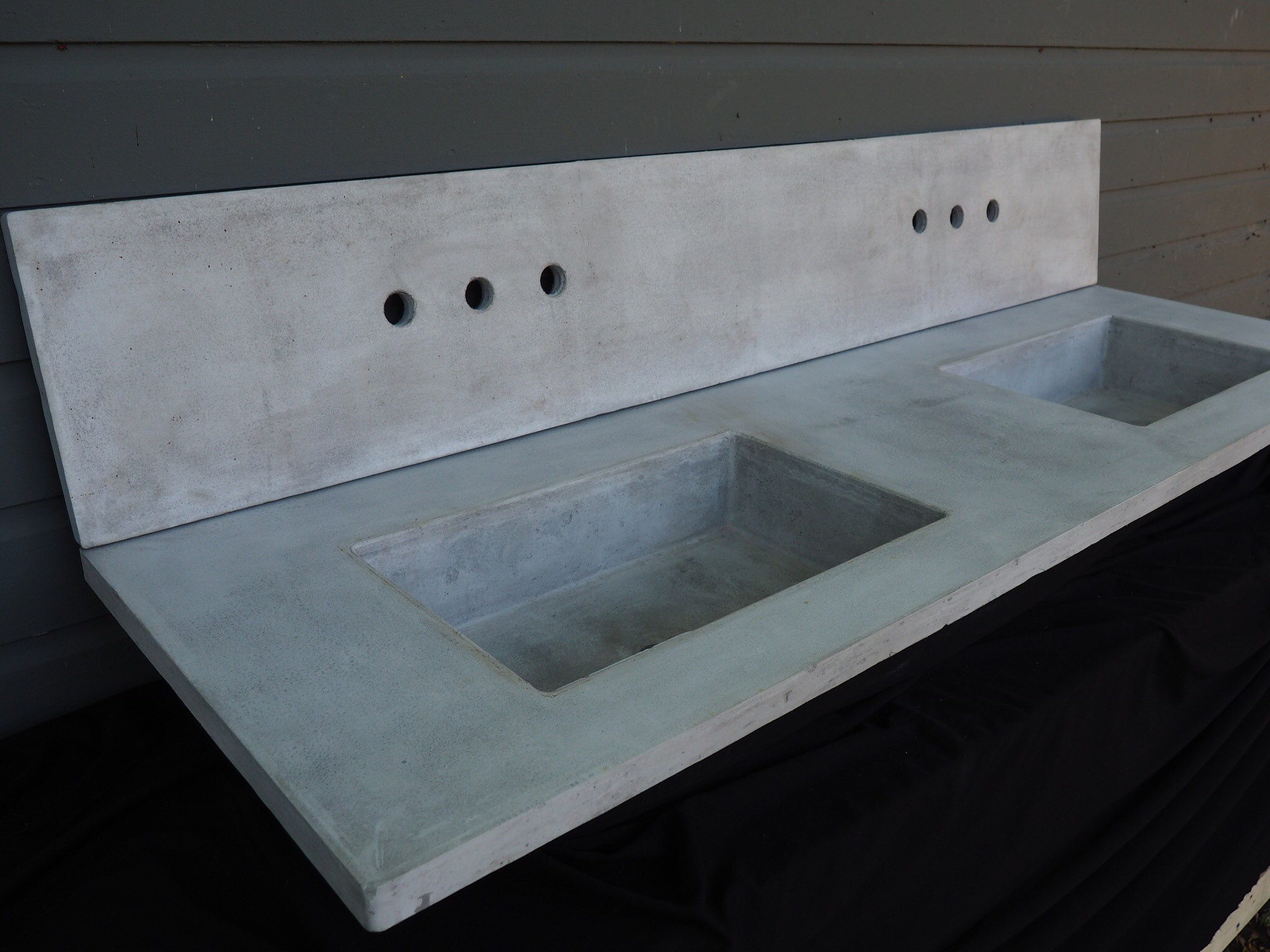 Concrete Sink Double Vanity Top in Dove Gray With Custom Etsy