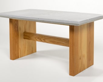 Concrete Coffee Table with Solid White Oak Wood Legs - Concrete Accent Table - Free Shipping
