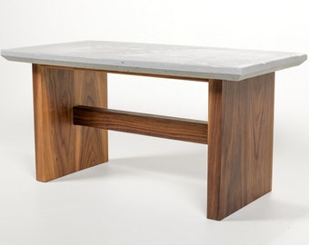 Concrete Coffee Table with Solid Walnut Wood Legs - Concrete Accent Table - Free Shipping