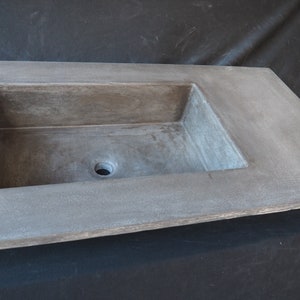 Concrete Vanity Top with Integrated Rectangle Sink Bowl Customizable Length, Width, Thickness, Color, and Sink Shape image 5