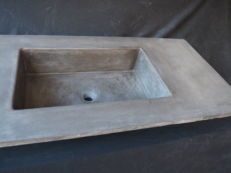 Concrete Vanity Top With Integrated Rectangle Sink Bowl Customizable
