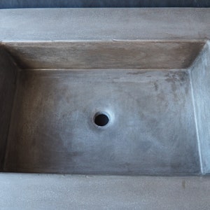 Concrete Vanity Top with Integrated Rectangle Sink Bowl Customizable Length, Width, Thickness, Color, and Sink Shape image 3