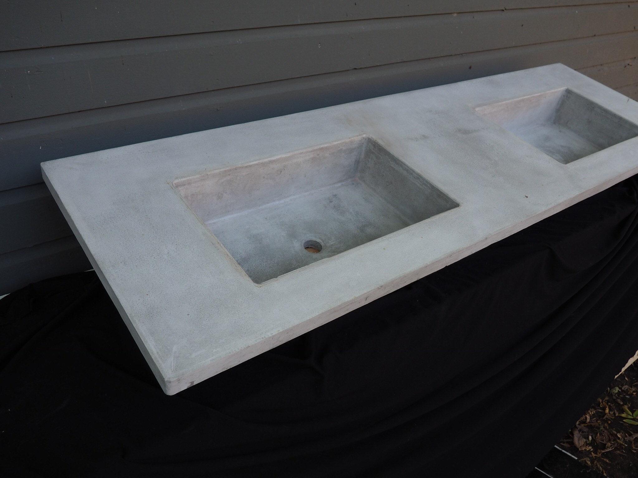 Concrete Double Vanity Top With 60 Wide Trough Sink Concrete Double Vanity Top With 60 Wide, 60 Double Trough Sink Vanity