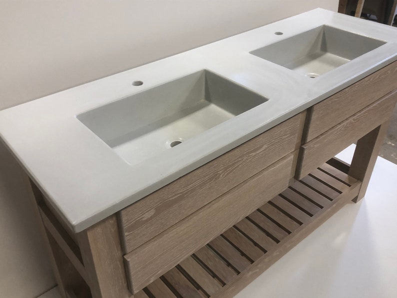 Concrete Double Vanity Top and White Oak Base Etsy