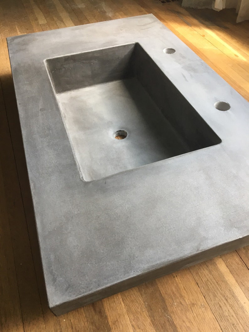 Concrete Vanity Top Gray Etsy