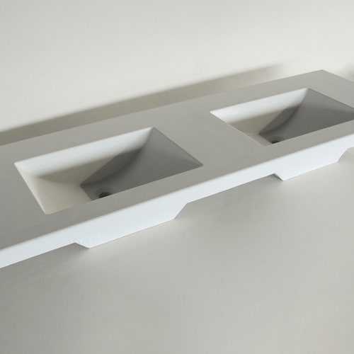 Concrete Sink Double Vanity Top in Dove Gray With Custom Etsy