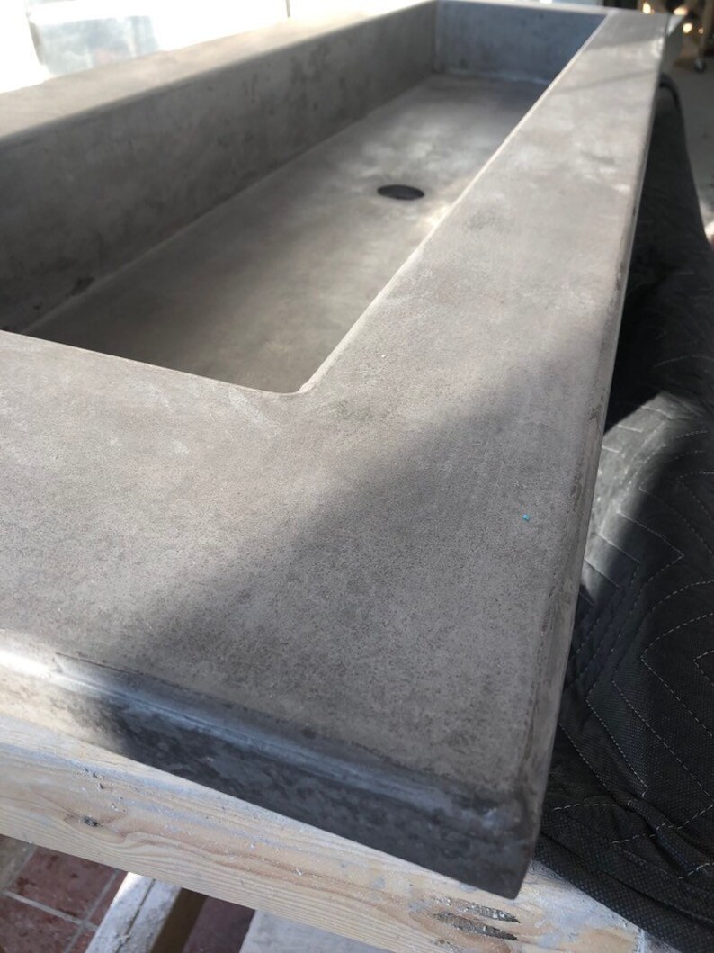 Concrete Vanity Top With Large Trough Sink Gray Etsy