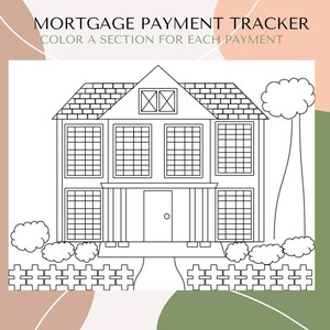Mortgage Payment Coloring Tracker, 30 Year Loan, Home Payoff, Downpayment, Chart, House Printable, Monthly Payments