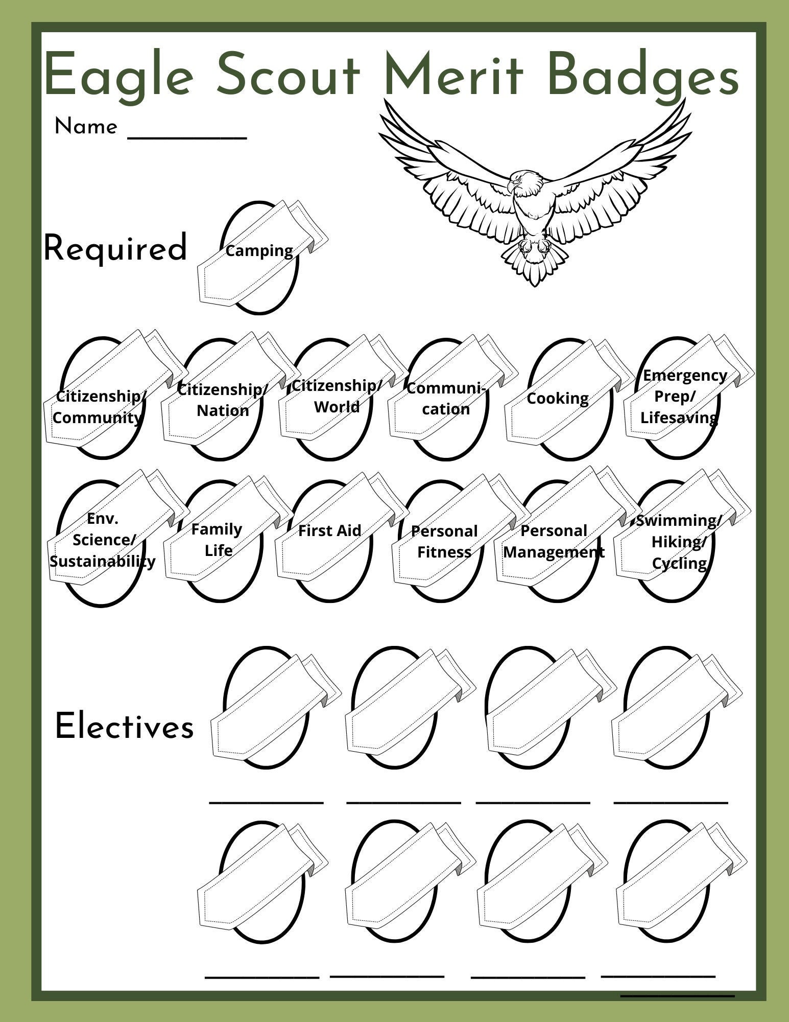 Printable List Of Merit Badges To Reach Eagle Rank, A Scout Must
