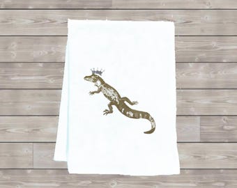 Alligator with Crown Tea Towel, Kitchen Towel, Hand Towel, Guest Towel, Powder Room Towel Guest Bathroom Towel