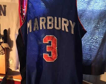 ビンテージ 00s NBA starbury メンズL ユニフォーム　マーブリー Vintage Starbury Jersey Stephon Marbury #3 Basketball Blue