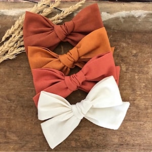 Fall hair bows for girls, Ivory Hair Bow, Burnt Orange Hair bow, Rust Hair Bow, Stocking stuffer for girls, newborn baby headband bow