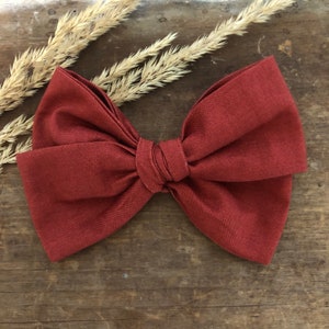 Fall Hair Bow, Rust Hair Clip, Autumn Hair Bow, Burnt Orange Hair Bow, Cinnamon Hair Bow, toddler girl gift, pinwheel bow, Pigtail Bow Set