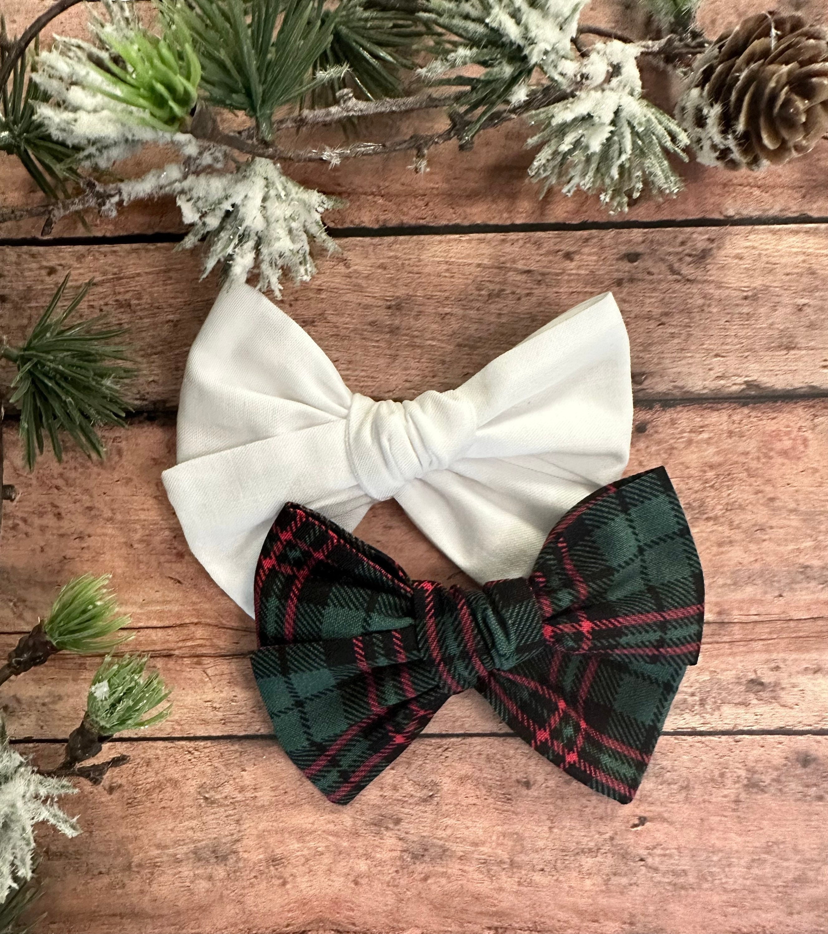 Green Plaid Knot Pearl Holiday Tartan Stripes Christmas Socks Headband Headpiece Knot Tartan Headband Pearls - Etsy main image 4
