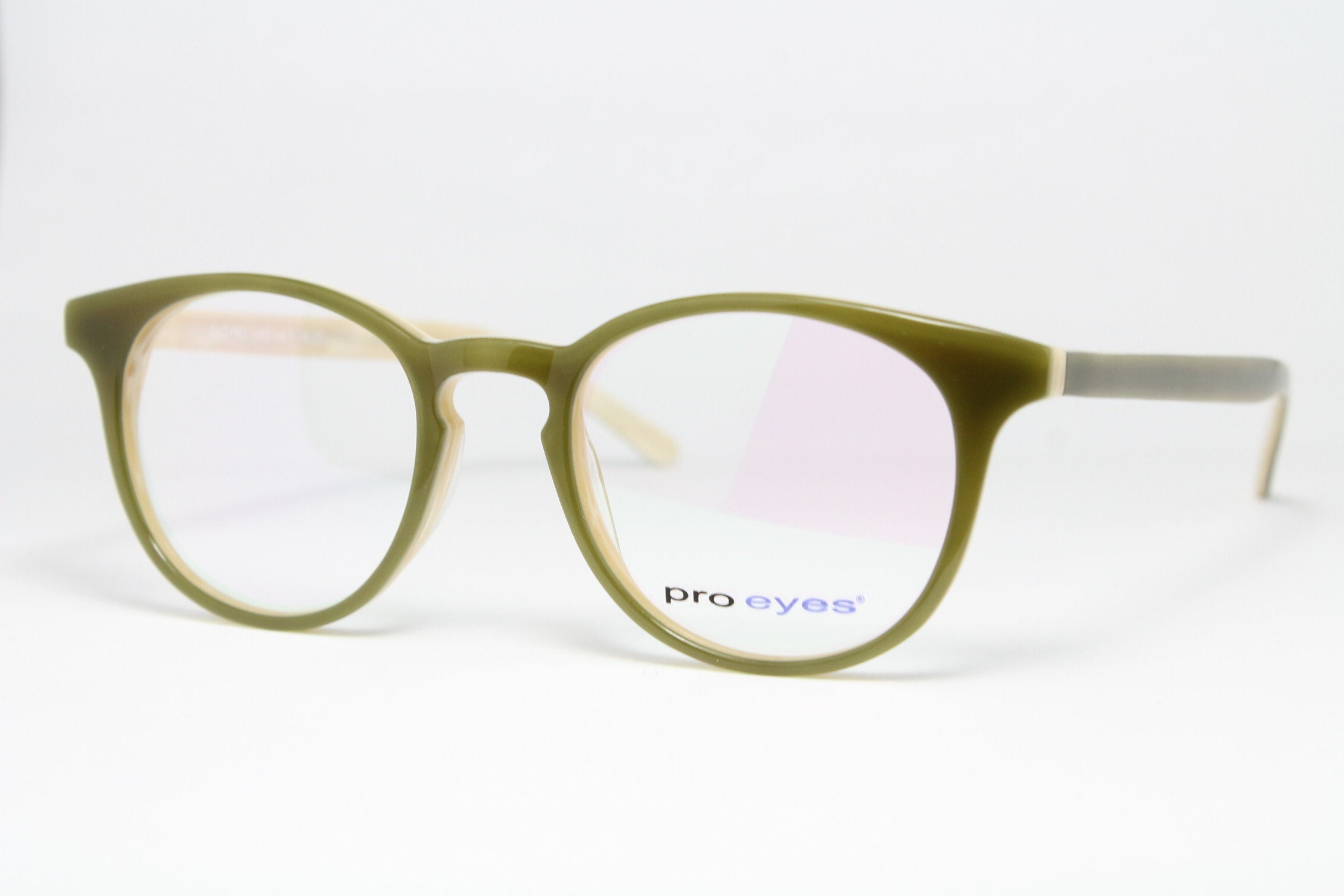 1940s'】2Dots Round Panto Olive Green-