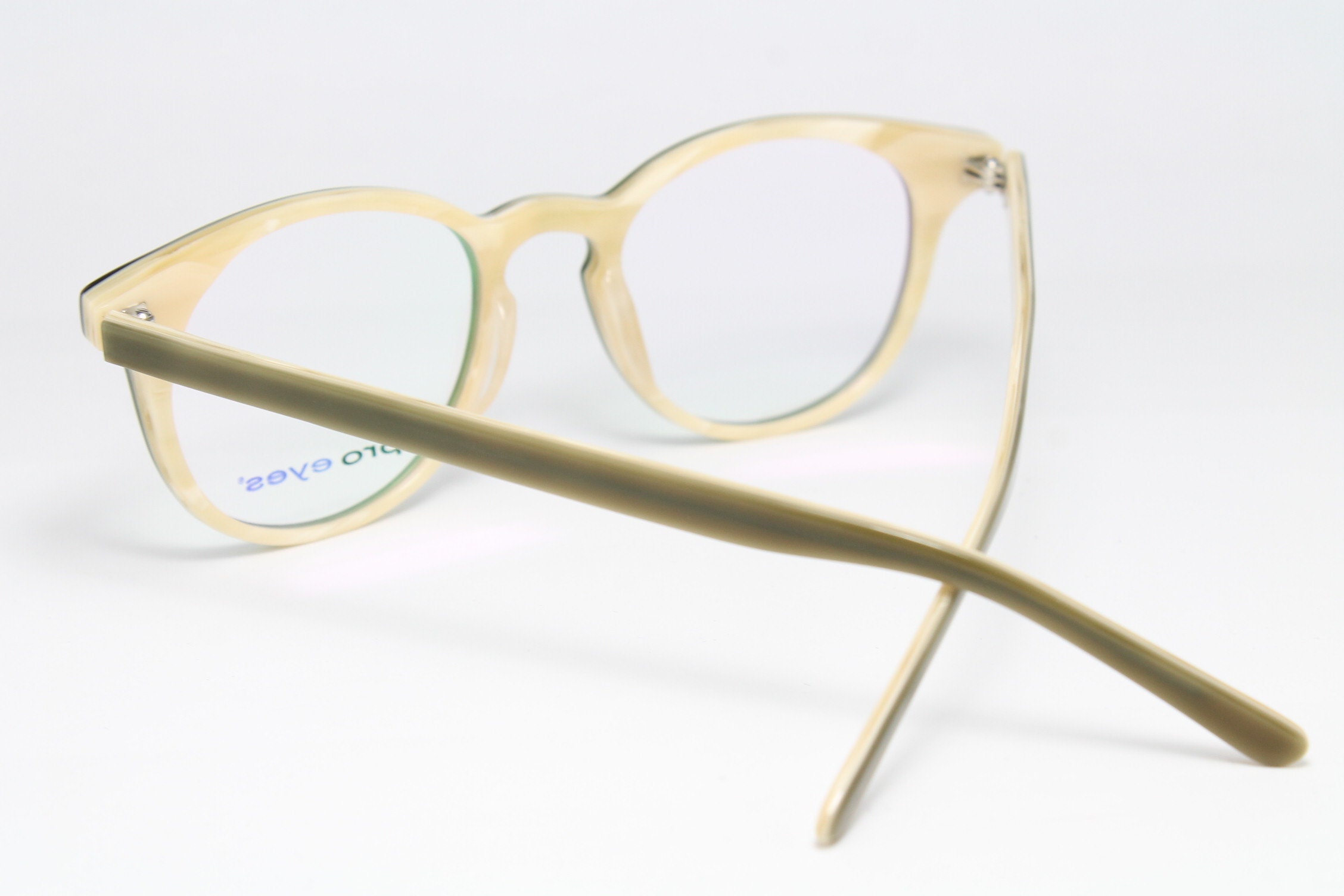 1940s'】2Dots Round Panto Olive Green-
