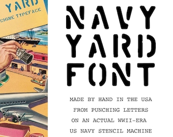 1940 WWII US Navy stencillettertype - handgemaakt door authentieke militaire machine - VIJF gewichten - letters/cijfers/tekens - Mac Windows-letterbeeld