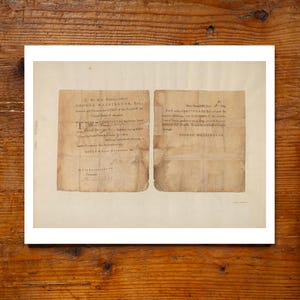 George Washington Rev War Discharge Archival PRINT 11x14 Watercolor Made in USA American Design Wall Decor Folk Art Revolutionary War