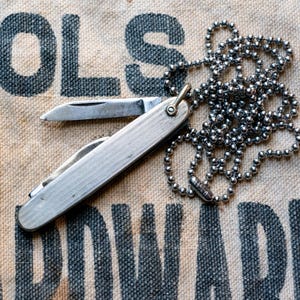 Vintage Mini Pocket Knife Necklace &quot;The Hickok&quot; - Made in USA Mens Womens Antique Jewelry One of a Kind Christmas Gift Idea American Objects