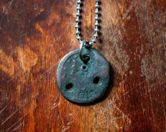 Rare Custom Necklace - Original 1850s US Large "Holy" Cent Coronet & Made in USA Stainless Curb Chain Necklace 26" Men's Women's Jewelry