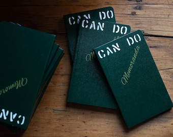 3 Pack - Custom Hand-Stenciled Painted Memoranda Field Notebooks "Can Do" Made in USA Military Journal Pad Workwear Vintage NOS Gift Idea